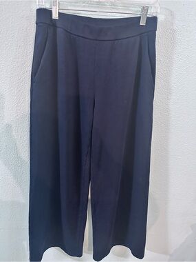 Eileen Fisher Navy Wide-Leg Pull-On Trousers